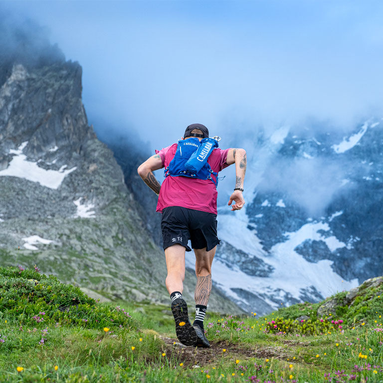 Man running with a Zephyr running vest