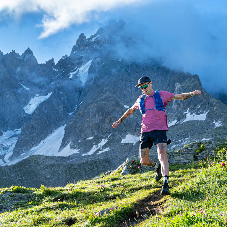 Man running with a Zephyr running vest