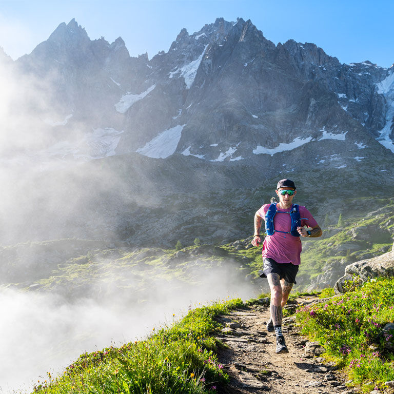 Man running with a Zephyr running vest